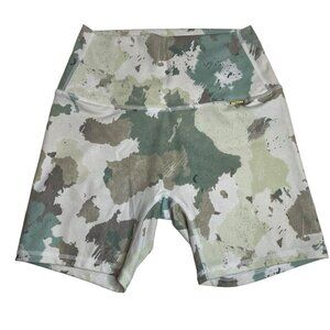 Cleo Harper Camouflage Athletic Shorts - Green and White